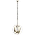 Lalia Home 3-Light 18" Adjustable Industrial Globe Hanging Metal and Clear Glass Ceiling Pendant, Antique Brass LHP-3010-AB